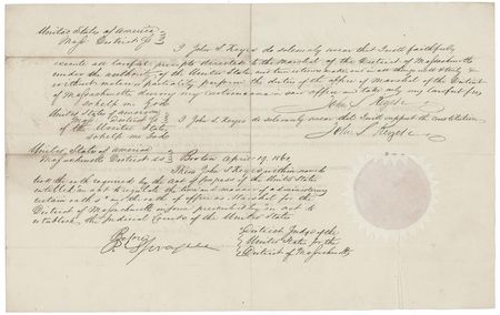 Lot #136 Abraham Lincoln: The Civil War begins! On the very day Fort Sumter is fired upon, Lincoln appoints John Keyes, a bodyguard at his own inauguration, to be a US Marshall - Image 2