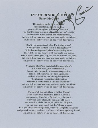 Lot #876 Barry McGuire and P. F. Sloan Souvenir Printed Lyrics - Image 2