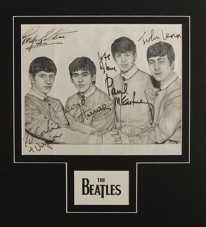 Lot #798 Beatles: Unique vintage Beatles sketch signed by all four for adoring fans - Image 2