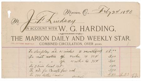 Lot #94 Warren G. Harding Endorsement - Image 1