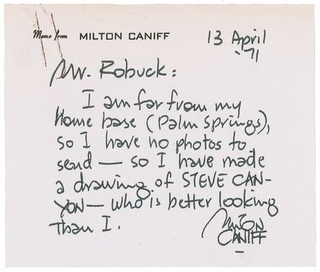 Lot #743 Milton Caniff Sketch and Letter - Image 2