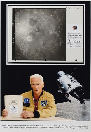 Lot #507 Apollo 17: Gene Cernan: Apollo 17 flown lunar landmark map of their landing site - Image 1