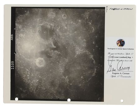 Lot #507 Apollo 17: Gene Cernan: Apollo 17 flown lunar landmark map of their landing site - Image 2