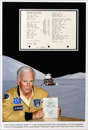 Lot #508 Apollo 17: Gene Cernan: Direct from the moon an Apollo 17 flown checklist - Image 1
