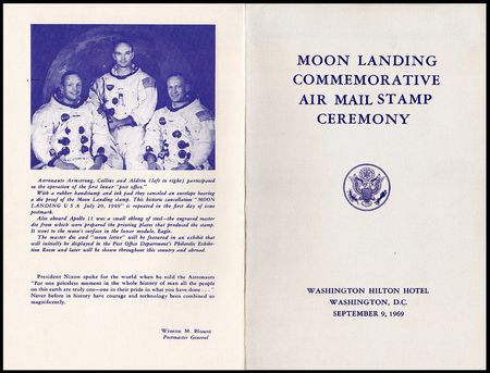 Lot #501 Apollo 11: The Apollo 11 crew sign a program from their moon landing stamp dedication ceremony - Image 3