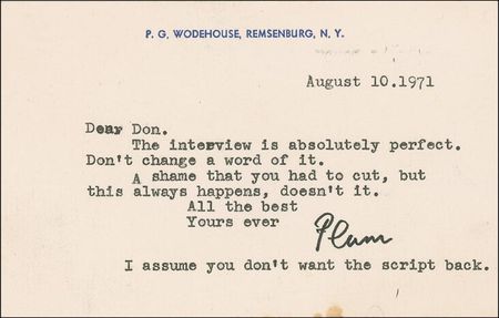 Lot #730 P. G. Wodehouse Letters - Image 1