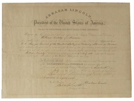 Lot #137 Abraham Lincoln: At the outset of the Civil War, Lincoln appoints a Surveyor General to the embattled border state of Missouri shortly after the St. Louis Massacre - Image 1