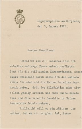 Lot #329 King Ferdinand of Romania Typed Letter Signed - Image 1