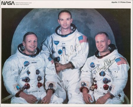 Lot #502 Apollo 11: Apollo 11 crew signed photo, with a unique capsule-shaped frame - Image 1