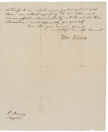 Lot #4 John Adams: In the twilight of his life, Adams waxes poetic on 
