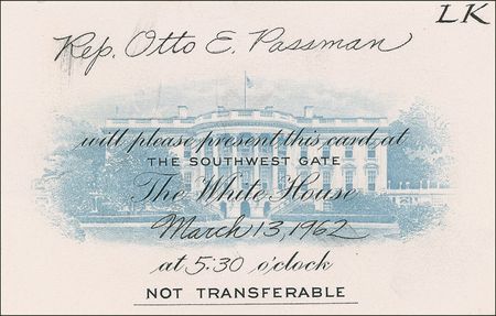 Lot #132 John F. Kennedy: Uncommon White House pass signed by President Kennedy - Image 2
