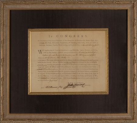 Lot #303 John Hancock: Hancock makes a 1776 infantry appointment as the colonies gear up for revolution - Image 2