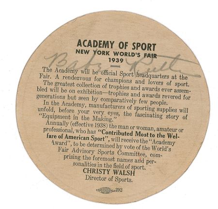 Lot #1381 Babe Ruth Souvenir - Image 1