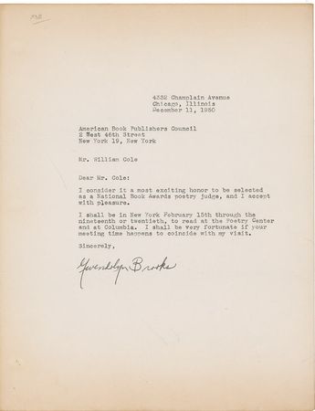 Lot #598 Gwendolyn Brooks Letters - Image 2