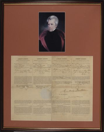 Lot #63 Andrew Jackson: Immense Jackson signature as the president ensures safe passage during an 1832 whaling expedition - Image 1