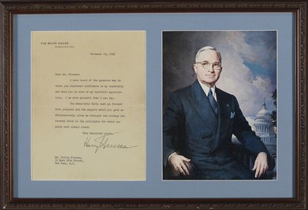 Lot #140 Harry S. Truman: Building post-war America, Truman thanks a supporter for providing ?strength and courage and renewed faith in the principles for which our party must always stand? - Image 1