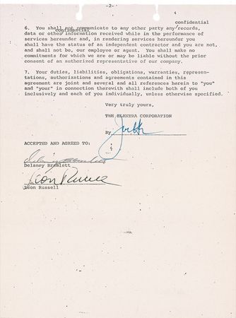 Lot #681 Delaney Bramlett and Leon Russell Signed Document - Image 1