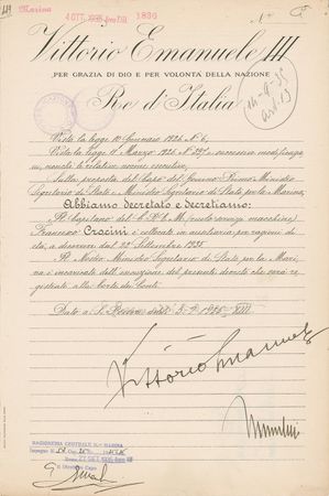 Lot #281 Benito Mussolini and Vittorio Emanuele III Signed Documents - Image 2