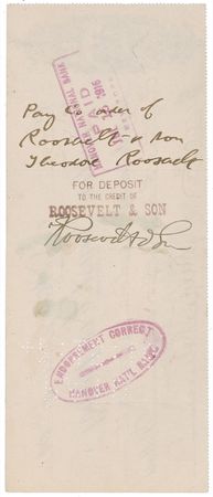Lot #130 Theodore Roosevelt: Roosevelt makes a hefty deposit to his business account - Image 2