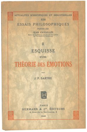 Lot #553 Jean-Paul Sartre: Sartre inscribes his Sketch for a Theory of the Emotions for an important critic and editor - Image 1