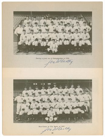 Lot #1482 NY Yankees: Twenty-seven Yankee greats including DiMaggio, Stengel ... and Joe McCarthy signing nine separate times! - Image 4
