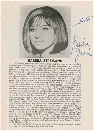 Lot #1202 Barbra Streisand Program - Image 1