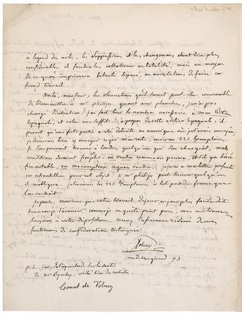 Lot #322 Volney Handwritten Letter Signed - Image 2