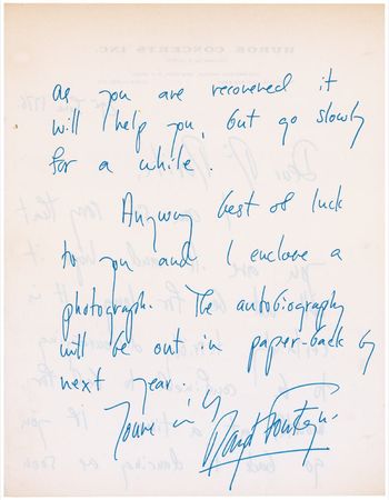 Lot #976 Margot Fonteyn Handwritten Letter Signed - Image 2