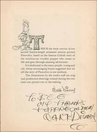 Lot #588 Walt Disney: A first edition of the beloved Pinocchio - Image 1