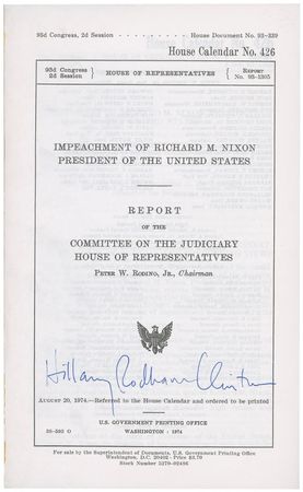 Lot #23 Hillary Clinton: Watergate report signed by the young lawyer who took part in Nixon impeachment inquiry - Image 2