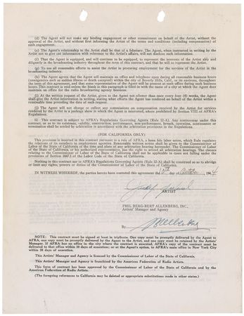 Lot #985 Judy Garland: Garland secures representation in 1944 with Hollywood powerhouse Berg-Allenberg - Image 2