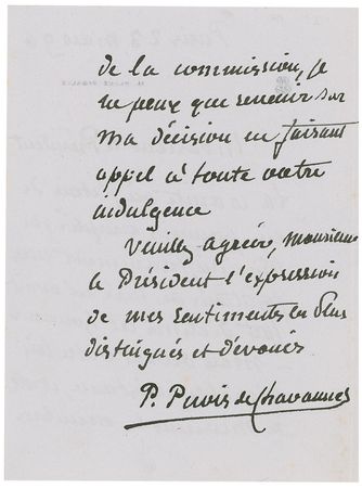 Lot #487 Pierre Puvis de Chavannes Handwritten Letter Signed - Image 2