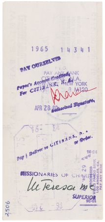 Lot #276 Mother Teresa Check - Image 2