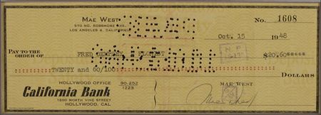 Lot #1240 Mae West Check - Image 2