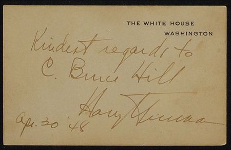 Lot #143 Harry S. Truman White House Card - Image 2