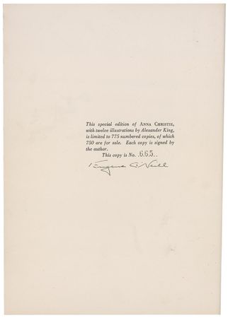 Lot #540 Eugene O?Neill: Limited edition copy of Anna Christie - Image 1