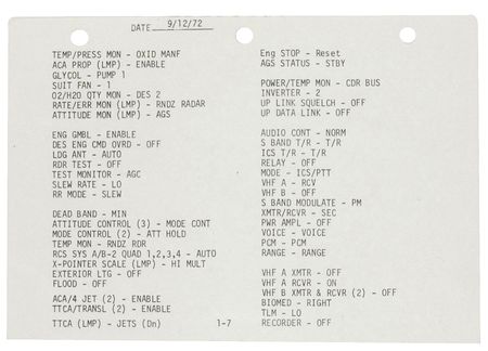 Lot #416 Apollo 17: Gene Cernan: An Apollo 17 lunar checklist, direct from the moon - Image 3