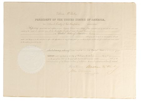 Lot #91 William McKinley: McKinley appoints a New Hampshire resident as America’s representative to Persia - Image 1