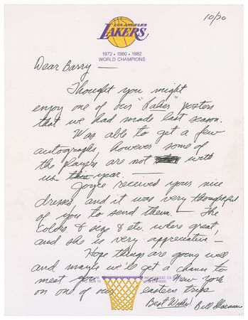 Lot #1523 Bill Sharman: “Was able to get a few autographs, however some of the players are not with us this year” - Image 1