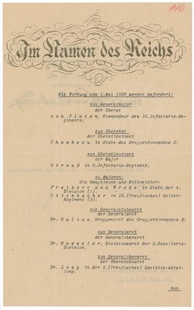 Lot #392 Paul von Hindenburg Signed Document - Image 1