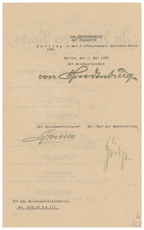Lot #392 Paul von Hindenburg Signed Document - Image 2