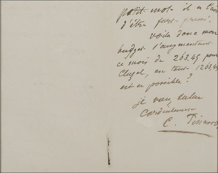 Lot #545 Camille Pissarro: ?More annoyances. My framer...is pressing me for money. I told him that this month it would not be easy??Pissarro, a successful Impressionist hard-pressed for cash, contacts his patron - Image 2