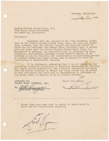 Lot #537  Motion Picture Relief Fund - Image 18
