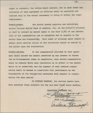 Lot #1153 Barbara Stanwyck Signed Document - Image 1