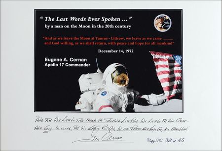 Lot #363 Apollo 17: Gene Cernan: Cernan writes out his final words from the moon - Image 1