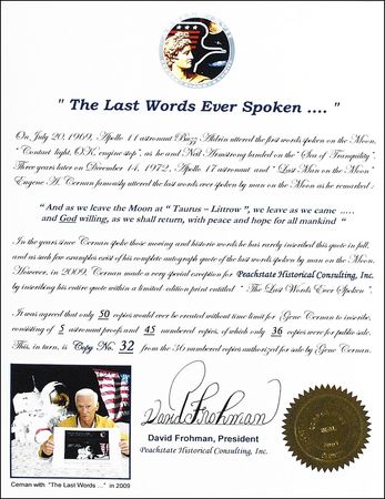 Lot #363 Apollo 17: Gene Cernan: Cernan writes out his final words from the moon - Image 2