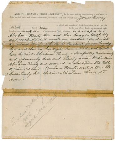 Lot #81 William McKinley: McKinley indictment for “stabbing with intent to kill and wound” - Image 2