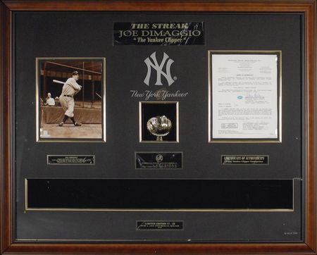 Lot #1329 Joe DiMaggio: Exceptional DiMaggio display honoring ‘The Streak’ - Image 3