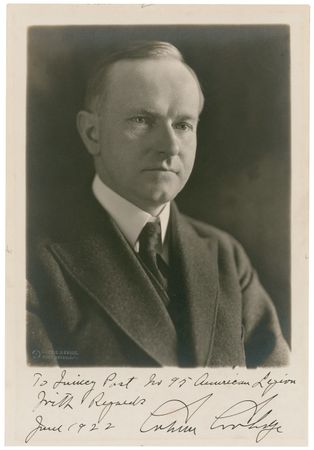 Lot #21 Calvin Coolidge Signed Photograph