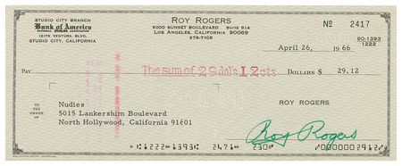 Lot #1125 Roy Rogers: Roy Rogers settles his tab at Nudies - Image 2